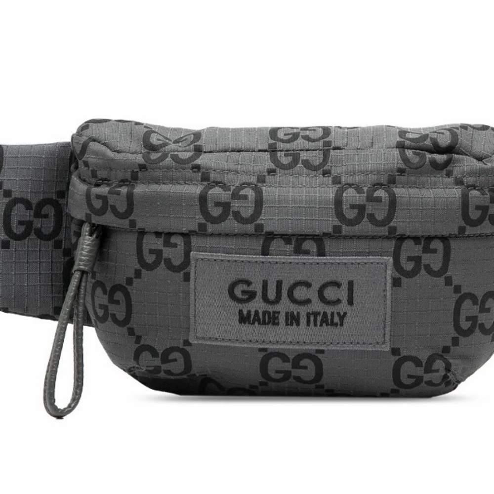 Gucci GG nylon ripstop belt bag made in Italy with adjustable leather strap
